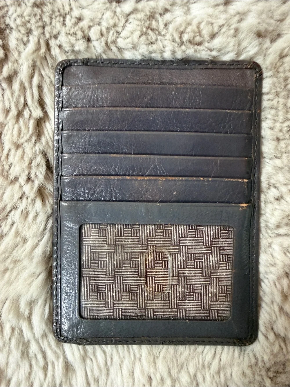 HOBO Black Leather Card & ID Holder with Patterned ID Window